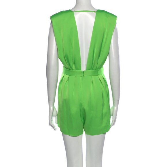 RAMY BROOK Izabelle Lime Green Plunge Neckline Romper - Size: Small - Picture 3 of 4